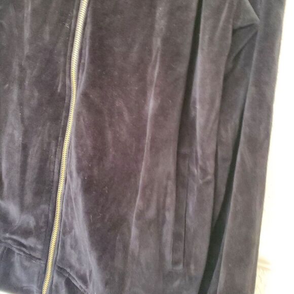 Velvet Jacket Full Zip Bull Embroidery Black No Size Tag Or Brand Stylish Unique - Picture 6 of 13